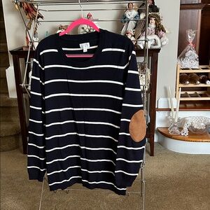 Market & Spruce Navy and White Knit Top